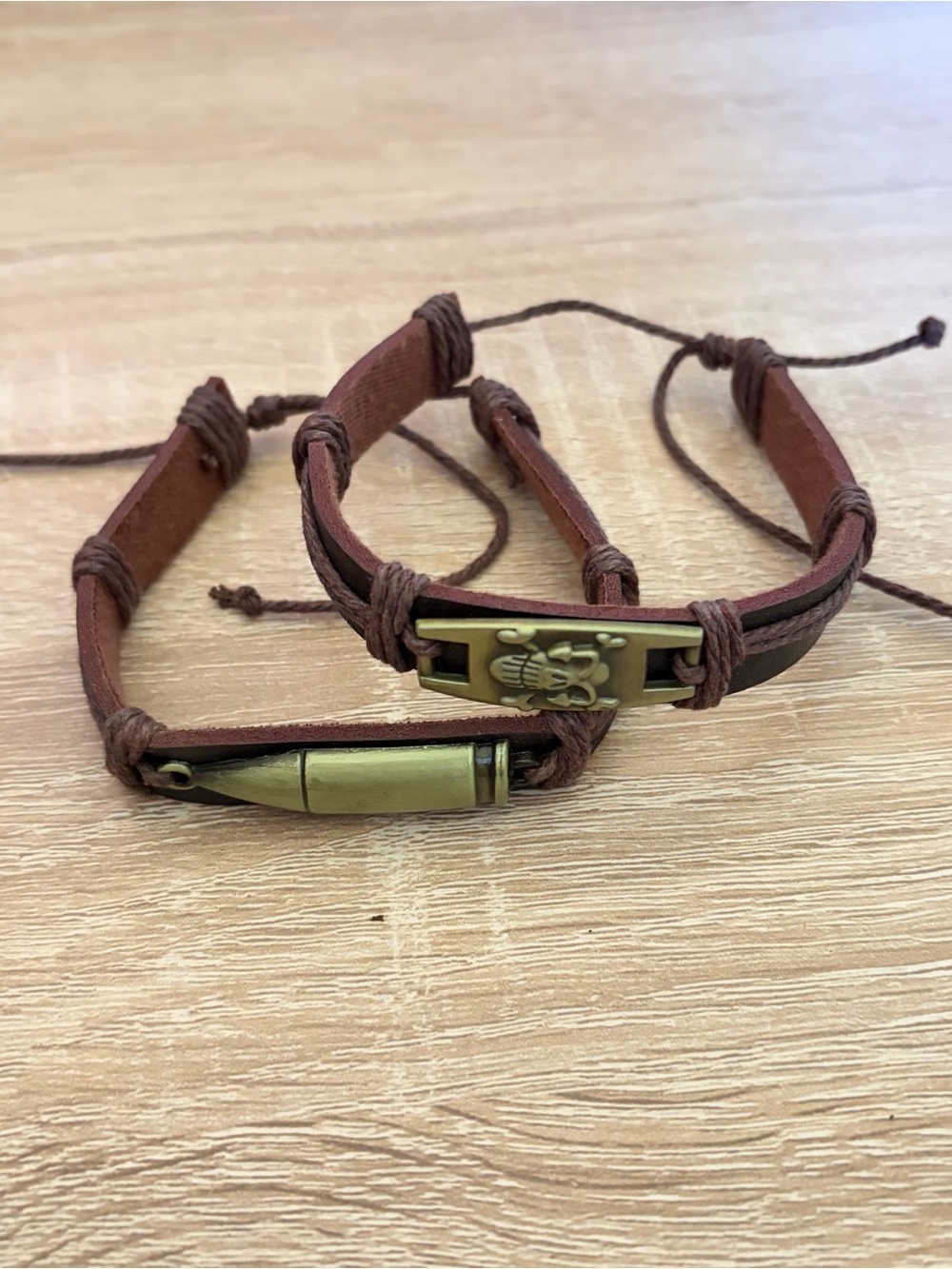 Unisex Brown Bracelet Set Pirate Logo Cosplay Costume